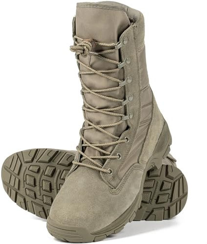 Leder-Arbeitsstiefel mit seitlichem Reißverschluss für Herren, taktische rutschfeste Stiefel für Herren, Wander-Outdoor-Stiefel für Herren, atmungsaktive taktische Armeestiefel ( Color : Brown , Size