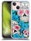 Head Case Designs Blue Florid Of Skulls Soft Gel Case Compatible with Apple iPhone 13 Mini and Compatible With MagSafe Accessories