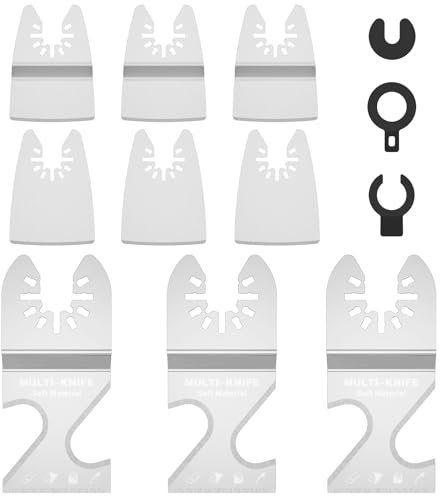 Foppla 9Pcs Oscillating Saw Blade Stainless Steel Oscillating Multitool Blade Oscillating Tool Flexible Rigid Scraper Blade Professional Oscillating Multi Tool Hook Cutter Blade Scraper(9PCS)