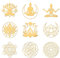 OLYCRAFT 9 Stück 4x4 cm Blume Des Lebens Metallaufkleber Buddha Lotus Selbstklebende Goldaufkleber Mystisches Goldaufkleber Für Sammelalben DIY Kunstharzhandwerk Telefon Wasserflaschendekor