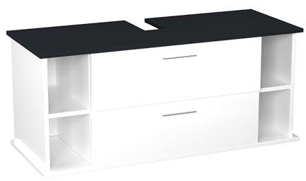 Garlivo GLA-120 Meuble sous-lavabo de salle de bain, blanc, avec tiroirs, largeur : 120 cm, fermeture amortie, push-to-open, Tip-On, à suspendre