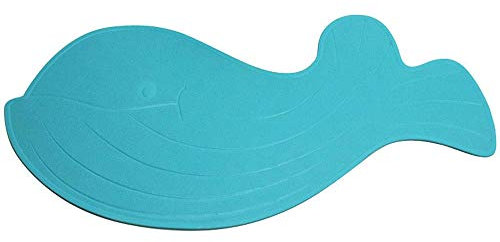 Badewannenmatte Kinder 75x35cm mit Saugnäpfen - Gummi Antirutschmatte, schimmelresistent, BPA-frei, Maschinenwaschbar (Blau, Wal-Design)