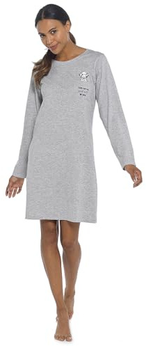 Ladies Nightie Long Sleeve Printed Jersey Nightdresses UK Sizes 8 to 22 Round Neck & V Neck (Dalmatian 12/14)