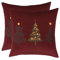 Tosleo 2er Set Weihnachten Kissenbezug aus Samt 45x45CM Rot DREI Weihnachtsbäume mit Sternen Dekokissen Deco Kissenbezüge Merry Christmas für Sofa Wohnzimmer Schlafzimmer Couch