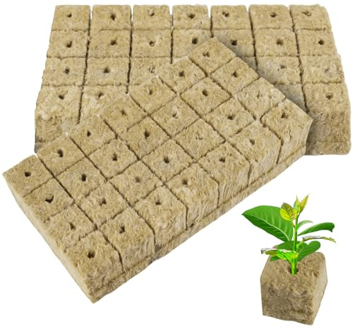 56 Stück Steinwolle, 4 x 4 x 4cm Steinwolle Würfel, Steinwolle Blatt Anzucht, Anzuchtmatte Bodenlos, Rockwool Cube für Anbau Hydrokultur, Stecklinge, Kolonisation, Umpflanzen, Pflanzenvermehrung