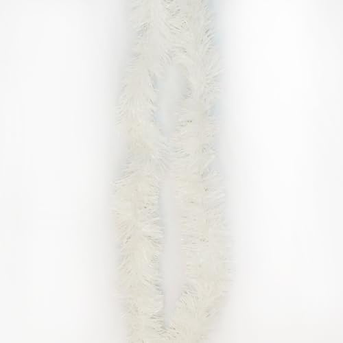 Trimming Shop 6.5ft/2m White Christmas Tinsel Garland Shiny Metallic Fine Foil Twist Xmas Tree Garland for Festive Party, Holiday Celebration, Indoor & Outdoor Hanging Decorations