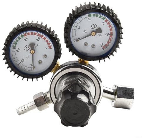 FUANA Gas Bottle Regulator With Argon Gauge Double-Tube Argon Regulator Flow Meter With A Large T-Shaped Adjustment Handle Plastic Adjustment Knob Gas Welding Regulator