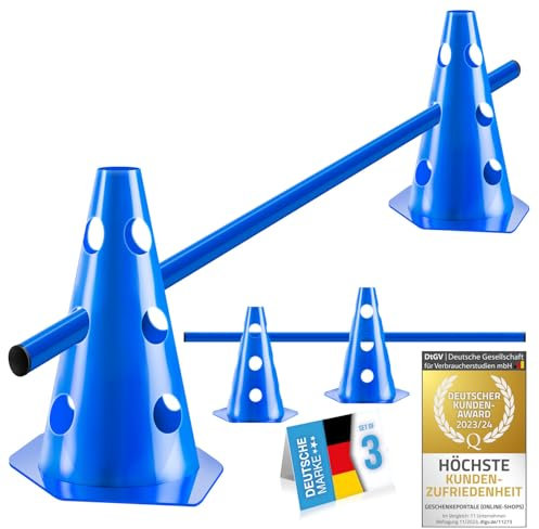 all Pets United® Steckhürden Set für Hunde; Agility Trainingszubehör für Hunde & Pferde; Hürdenset mit Stange & Hütchen für Tier & Fußballtraining; Wetterfest & Stabil (1 Set)