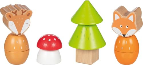 goki 58336 - Blocs à vis « Amis de la forêt » 14 pièces - Jouet de motricité en Bois avec Motifs d'animaux