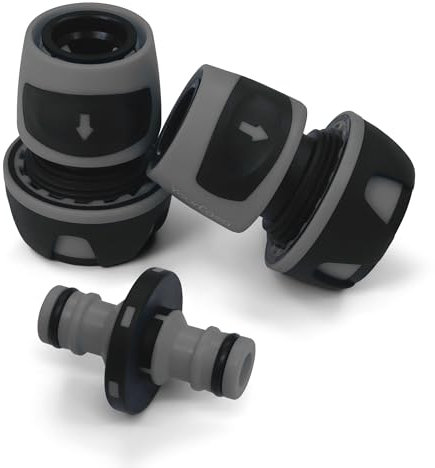 YourCasa Schlauchverbinder 3/4 Zoll (19mm) Kupplung von 2 Wasserschläuchen - Gartenschlauch Verbinder Schlauchkupplung - Adapter Schlauchanschluss Anschluss Verbindungsstück Doppelkupplung (Anthrazit)
