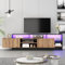 BTM TV Cabinet for TV up to 70, TV Stand with 2 Cabinets and Open Shelves, Oak TV Stand Cabinet with LED Light, 190x40x48.5cm