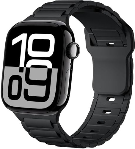 ALFARAY Silikon Armband Kompatibel mit Apple Watch 10 Armband 42mm 41mm 40mm 38mm für Herren Damen - Alpine Ocean Sportarmband für iWatch Series 10 9 8 7 SE 6 5 4 3 2 1 - Schwarz