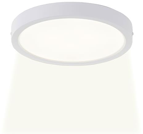 LED Deckenleuchte Navara, Ø 27,5cm, Höhe 3 cm, 1900 Lumen, 4000 Kelvin, IP44 spritzwassergeschützt, Ideal für Bad und Feuchträume, Flach und Energiesparend, Modernes Design, Kunststoff, weiß