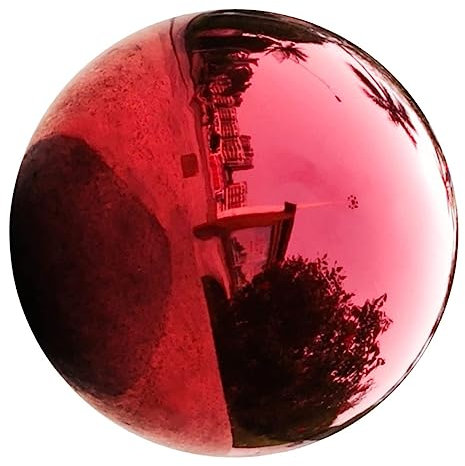 VICASKY Edelstahl Gartendeko Gazing Ball Spiegel Polierte Gartenkugel Rot Reflektierend Für Outdoor Dekoration Und Fotografie