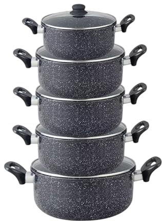 Reldor Non Stick Pot Set with Lid, Stay-Cool Bakelite Handles, Compatible Cookware Pot with All Cooking Surfaces, Non-Stick Casserole Cooking Pots - Ideal for Daily Use