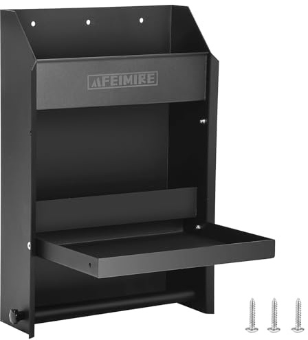 FEIMIRE Ausklappbarer Aufbewahrungsschrank für Garage und Anhänger, Arbeitsplatz mit 2 Ablagen, Papierhandtuchhalter und Aluminium-Montageschrank, platzsparendes Design für Aerosoldosen, Quart-Krüge