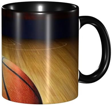 Hzhuaoeg Basketball Arena 11 Oz Coffee Mug, Ceramic Mug Tea Cup with Handle for Office and Home Hot Drinks Tea and Coffee Black