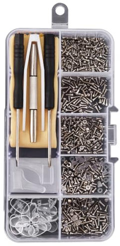 fKiZanthene Spectacles Glasses Repair Tool Kit, Complete Set with Mini Screwdriver, Screws, Nose Pads, Cloth & Tweezers for Eyeglasses, Sunglasses & Spectacles（508 Pcs）