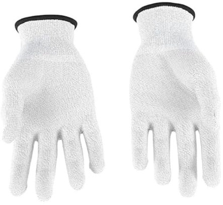 1 Paar Massagehandschuhe 3,5mm für Hände Silberfaser | Leitfähig, mit Edelstahl Snap Anschluss, für Heimtherapie und Tägliche Anwendung, Weiß