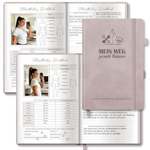 Gym Buch & Ernährungstagebuch – 14 Wochen Trainingstagebuch mit Nährwerttabelle & Erfolgskontrolle – Trainingsbuch Krafttraining – Diät & Fitness Buch für Bodybuilding, Abnehmen, Gym – Fitness Journal