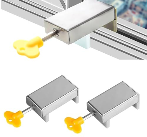 SJACXANM Verrou Baie Vitrée Coulissante, 2PCS Bloque Porte Coulissante Avec Clés, Fenêtre Coulissante Fermeture Serrure, Bloc Baie Vitrée Coulissante, Convient Aux Fenêtres Et Portes Coulissantes