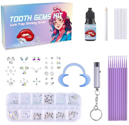 LAKPYN 124 Pièces kit Strass Dentaire,Tooth Gem Kit, Bijoux deNtaires en Cristal,Pour la Décoration Dentaire, Cadeaux Tendance pour Filles