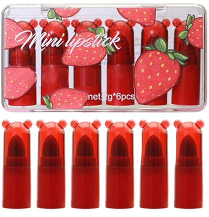 Kit De Lápiz Labial, A Juego, 2 Piezas, Juego De Mini Lápiz Labial, JuegoDe Brillo De Labios Con Forma De Fresa, Fórmula De Brillo, Para Oficina, Fiesta, Uso Diario, Mujeres Y Adultos