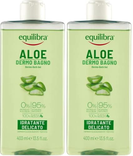 Equilibra Aloe Dermo-Bagno, Gel-Doccia ad Azione Idratante, Emolliente e Rinfrescante, per una Pelle Pulita e Profumata, Con Succo di Aloe, Glicerina ed Estratto di Mela Bio, 400 ml (Confezione da 2)