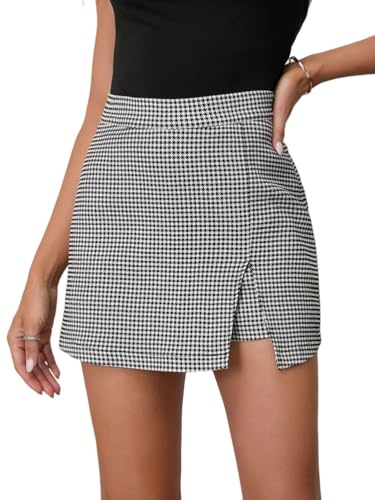 seiveini Jupe Short Femme Élégante Skort Taille Haute Mini Jupes Asymétrique avec Bouton Printemps Été