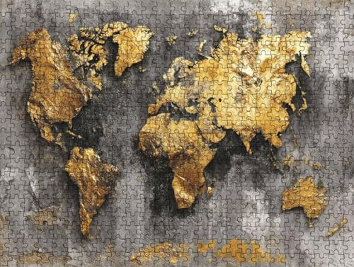Puzzle 1000 Teile Erwachsene, Abstrakte Weltkarte Puzzle Herausfordernde Familie Aktivität Spiele, Geschicklichkeitsspiele Erwachsene, Herausfordernde Puzzles Geschenk für Freunde R2KH-111