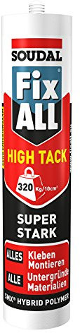 Soudal High Tackle Cartouche de colle pour collage haute performance de toute sorte : 290 ml, couleur : transparent.