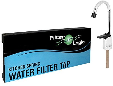 FilterLogic Faucet Kitchen Sink Drinking Water Filter Touch Tap Button Lever,Stainless Steel Standard Spout,Chrome