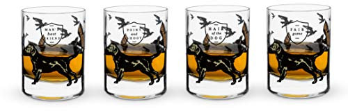 Foster & Rye Whiskey-Glas-Set mit Jagdhund-Motiv