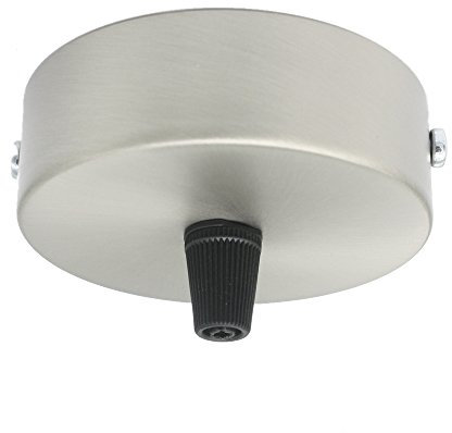 Anschlussdose Silber gebürstet Metall im Set mit Zubehör ø 80x25mm Verteilerbaldachin Aufputzdose Verteilerdose mit Zugentlastung Decken-Baldachin für Pendel-Lampen und Hänge-Leuchten Nickel matt