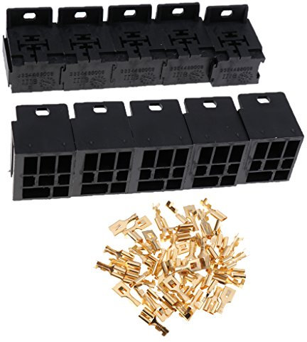 D DOLITY 10 Pezzi di Porta Relè 5 Pin Terminali Rame 6,3mm Automotive Attrezzo