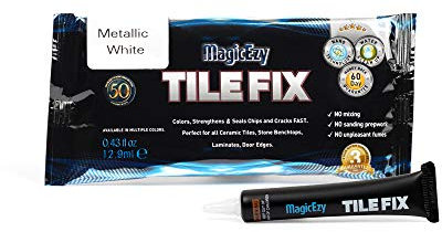 MagicEzy Tile Fix: Ceramic Tile Scratch Repair | Porcelain Crack Repair | Touch Up Tile Filler for Bathroom Floor Tiles (Metallic White)