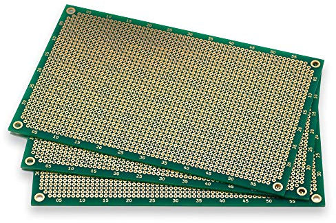 PROTOPATCH® Premium Lochrasterplatine (3 Stk) | Lochrasterplatte | Leiterplatte | Lochplatine | Prototype PCB Board | Euro-Platine | 160 x 100 mm | Doppelseitig | Runde Pads | Grün | PTH | 2,54 mm