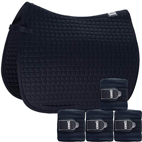 Eskadron Set Basic Cotton Schabracke mit Fleecebandagen in Nightblue, Größe:Dressur (DL)