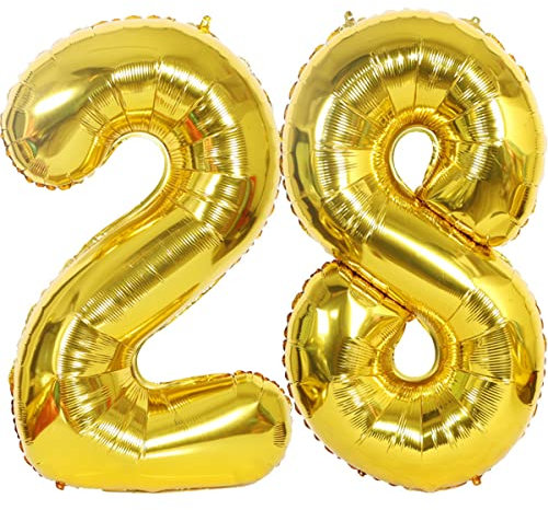 Helium Luftballons 28 Gold Geburtstagsdeko 40 Party Deko Supplies, Folienballon Mann Frau Ballon Deko Gold (28 Stück)