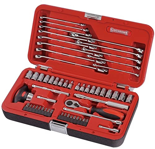 Sidchrome 1/4-Inch Drive Metric/AF Spanner and Socket 57-Piece Set