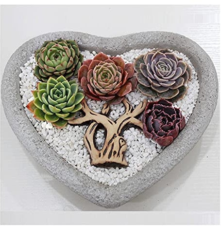 Liudan Pflanztopf Herzförmige Blumentopf Naturstein Pflanzgefäße Garten Kreative Desktop Kleine Blumentopf Geeignet für kleine Pflanzen Home Decoration Blumenübertopf (Color : Gray)