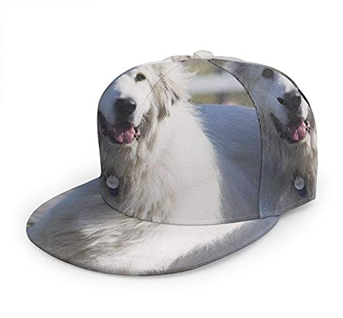 Oaieltj Unisex Baseball Cap Damen Herren Einstellbare Snapback Flat Bill Brim Baseball Cap Cool Hip Hop Hat, Süßer weißer Border Collie-Hund, One size