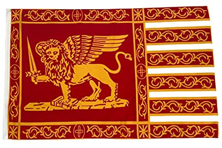 Bandiera Grande Serenissima Repubblica Venezia San Marco Leone Spada cm150x300, Tessuto Antivento Nautilus 130gr.m², Code Staccate | NS Bandiere