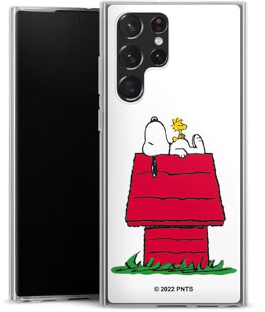 Custodia di silicone compatibile con Samsung Galaxy S22 Ultra Custodia trasparente Cover per smartphone trasparente Snoopy Prodotto ufficiale su licenza Peanuts