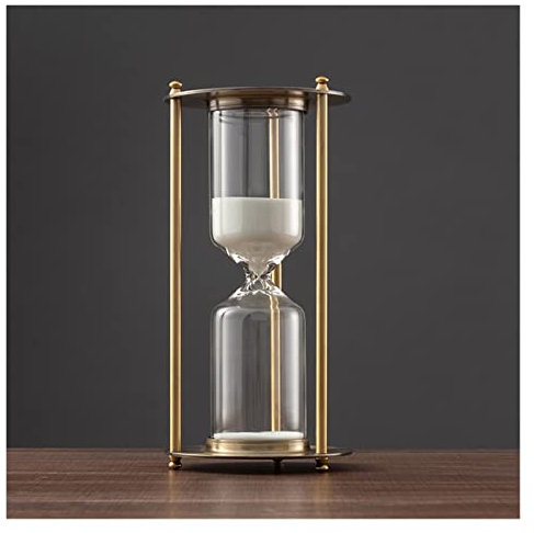 XIANGDD Timer de Sable de sablier métallique créatif European Retro Office Bookshelf Study Ornaments Decoration Desktop Sand Clock Timer 1 Heure (Color : White Sand, Time : 60mins)