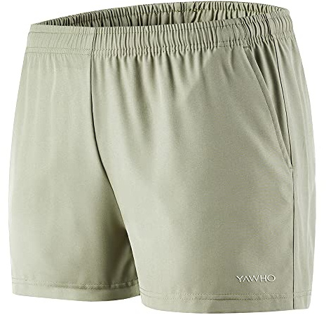 YAWHO Damen Sporthose Kurze Laufhose Laufshorts Sweatshorts Kurz Hose Sommer Schnell Trocknend Sport Shorts High Waist Fitness Running Gym mit Reißverschlusstasche