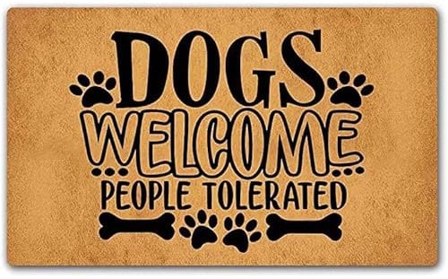YACANNA Door Mat Indoor Outdoor Door Mat Entrance Washable Doormat Dogs Welcome People Tolerated Doormat Funny Floor Mat Rug Entrance Indoor Bathroom Kitchen Home Mats 60x90cm