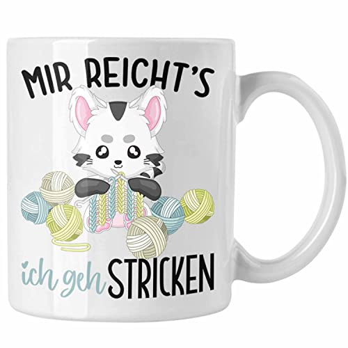 Trendation - Mir Reichts Ich Geh Stricken Tasse Geschenk Häckeln Wolle Oma Geschenk Rentner (Weiß)