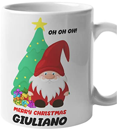 Bubbleshirt Tazza Natale Personalizzabile Oh Merry Christmas Con Nome - Mug 11OZ Idea Regalo Natale