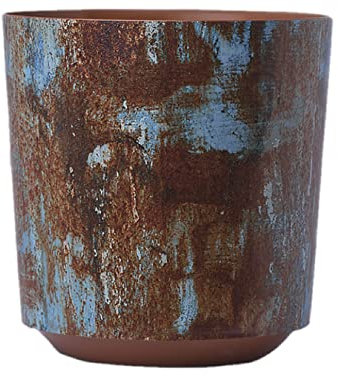 Home Garden Ornaments Solo Plant Pots Indoor 29cm Diameter - Plastic Plant Pot with Original Motif of Rust - Plastic Flower Pots Outside – Decorative Flower Pot (Ø29cm, Rust)